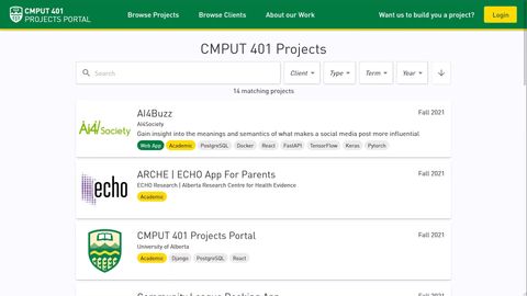 CMPUT 401 Projects Portal