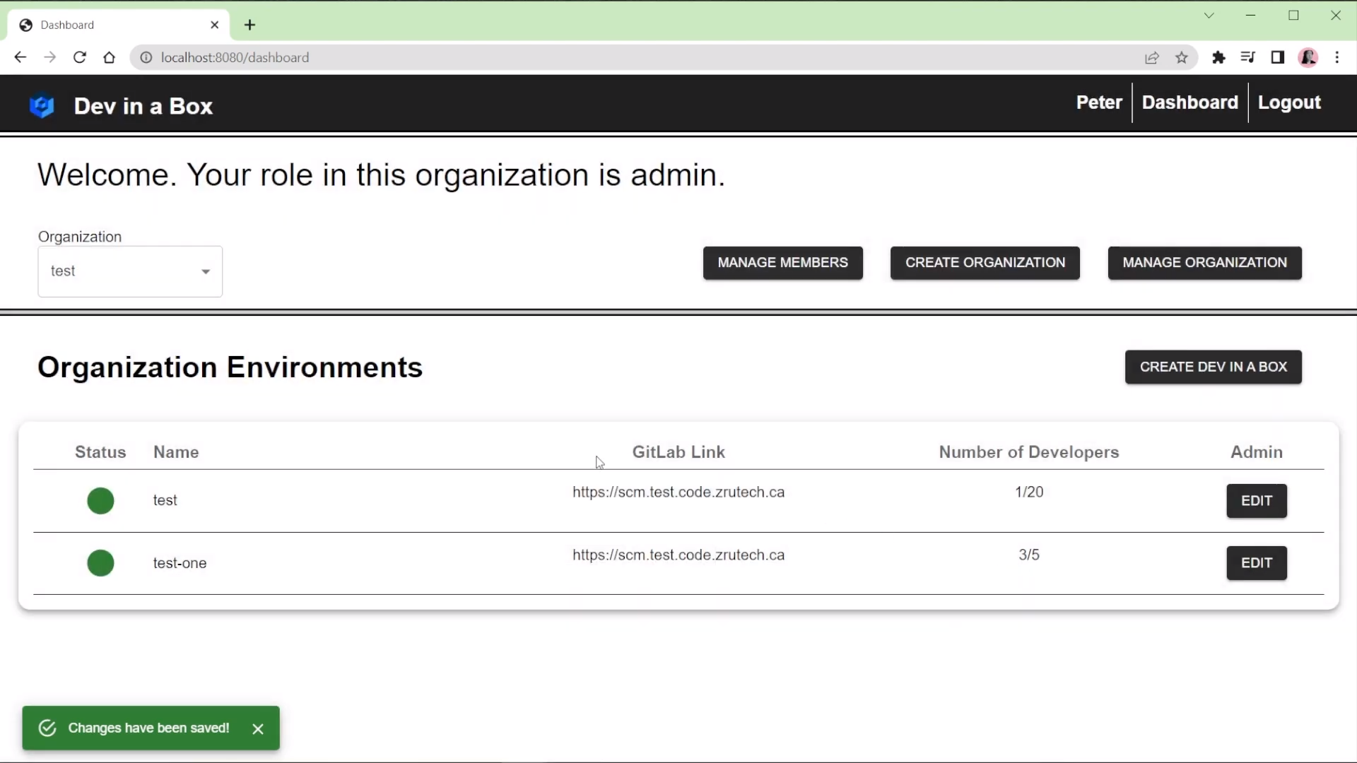 Development In A Box UI